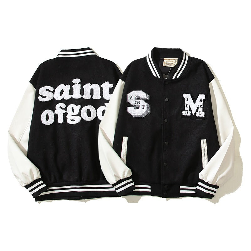 Saint m t jackets - spring/autumn s.m. letter patch baseball jacket - wholesale single piece