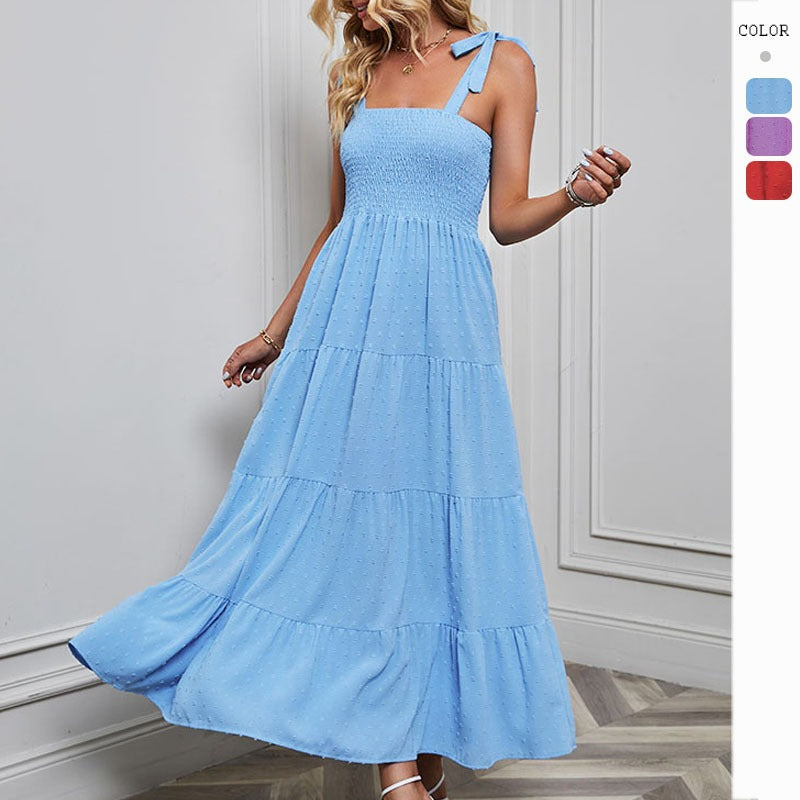 Women's dress - in-house photography, spring/summer export, european & american style, strappy bandeau jacquard dress, sexy & spicy