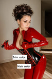 Women Black Latex Corsets Artillery Of Belts Design