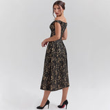 Women's dress - spring/summer european & american style - fashionable, elegant, one-shoulder, backless, slim-fit, waist-cinching, printed dress for women