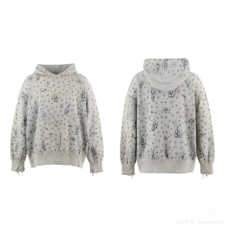 Saint m hoodie fall and winter s.m full printed little spider pattern pullover hooded sweatshirt