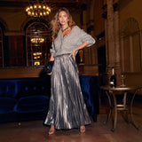Women's pleated midi skirt wholesale - spring/summer collection. plus size, high waist, flowy, gold beach skirt for women - european & american style