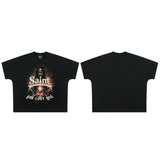 saint m t shirts  s.m character heart pattern crew neck pullover short sleeve one-piece wholesale