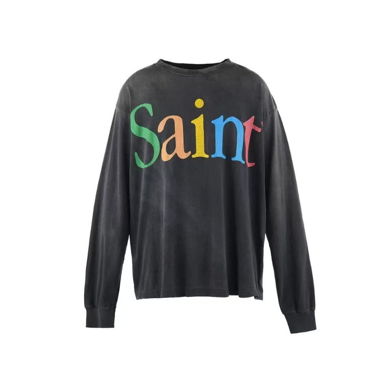 Saint m hoodie - spring/autumn - s.m - colorful letter graphic - crew neck pullover - long sleeve - wholesale