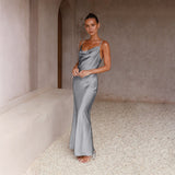 Women's dress - cross-border e-commerce, european & american style, spring/summer, spaghetti strap, deep v-neck, slim fit, urban chic, solid color dress