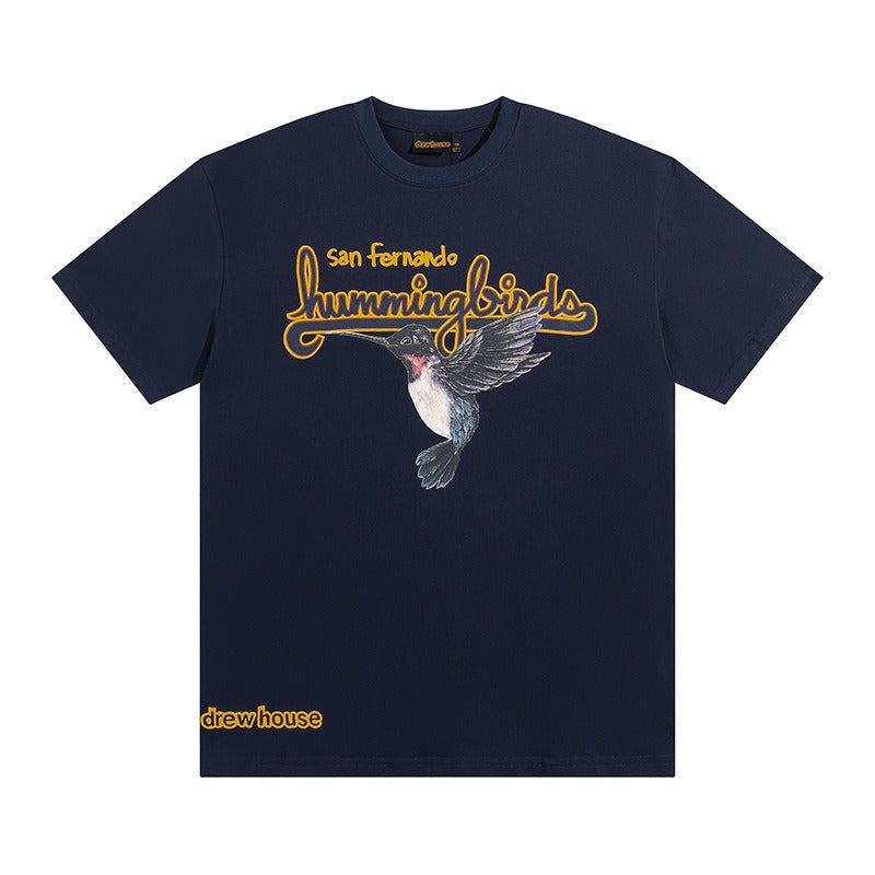 Drew house t shirt fall and winter d@ew hummingbird pattern cartoon round neck pullover short sleeves