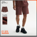 Etai men's clothing relaxed fit mocha mousse trendy solid color shorts - men's streetwear brand heavyweight cotton casual shorts