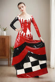 Women Latex Dress Harley Quinn Jester Cosplay Gown