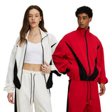 Etai men's clothing | trendy color block oversized tracksuit set - men's casual high neck jacket & wide leg pants - spring/autumn outfit