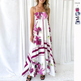 Women's dress - independent website, cross-border e-commerce, summer maxi dress, casual square neck, sleeveless, bohemian spaghetti strap, floral long dress for women