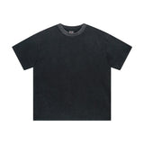 saint m t shirts  s.m. washed & distressed solid color heavyweight short-sleeve tee with a small neckline