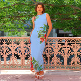 Women's dress - european & american style summer aliexpress foreign trade women's sexy round neck floral print slim fit maxi dress