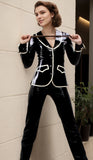 Women Latex Jackets Black Business Suit