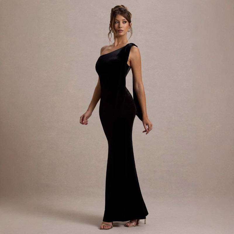 Women's dress - cross-border spring/summer export - solid color casual sexy one-shoulder comfortable slim-fit sleeveless bodycon dress