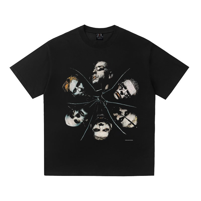 saint m t shirts  s.m metal band graphic crewneck pullover short sleeve t-shirt - wholesale
