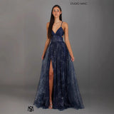 Women's dress - european & american cross-border fashion - amazon long sleeveless bandeau dress with gold accents, sexy spaghetti straps, and flowy skirt