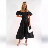 Women's dress: european and american style amazon bestseller - summer one-shoulder puff sleeve fashionable hot girl maxi dress