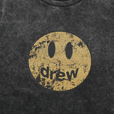 Drew house t-shirt - spring/summer collection - d@ew - distressed smiley face graphic - washed and garment-dyed short sleeve tee - wholesale