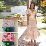 Women's dress - cross-border fashion, european & american export, independent website, spring/summer fresh & elegant floral print, maxi swing dress with open back design