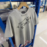 saint m t shirts  s.m letter print crew neck pullover short sleeve top - wholesale