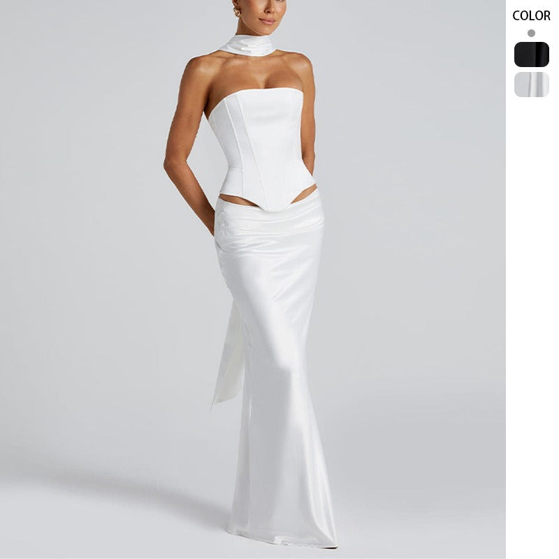 Women's dress - european & american style, amazon cross-border e-commerce, elegant & chic fashionable tie-strap dress for women