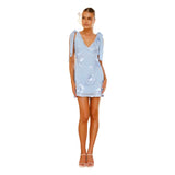 Women's dress - european & american summer 3d embroidered backless crisscross tie-up mini dress - exquisite floral embroidery banquet gown