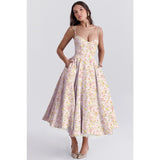 Women's summer dress: european and american high-end princess gown, french style mesh a-line double layer spaghetti strap dress