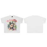 saint m t shirts  s.m. character & floral print crew neck pullover short sleeve top - wholesale