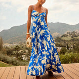 Women's dress amazon ebay european and american summer print backless maxi dress cross-border ready stock european and american style