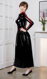 Women Black Latex Dress Long Sleeve