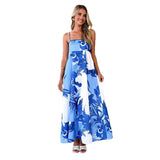 Women's dress: european and american style, cross-border summer fashion, printed backless cami, sexy high-waisted swing dress