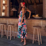 Women's dress - standalone e-commerce site - cross-border fashion - european & american summer dress - halter neck sleeveless printed a-line bohemian maxi dress for women