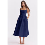 Women's dress - export quality, amazon style, long summer dress, cross-border sexy backless cami, gentle style dress for women