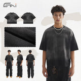Etai men's clothing premium spray-dyed short-sleeve t-shirt - versatile, short, boxy fit style for men