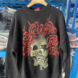 Saint m t sweater - autumn/winter s.m rose skull hand-painted pullover crewneck sweater - wholesale