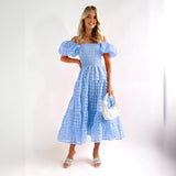 Women's dress: european and american style amazon bestseller - summer one-shoulder puff sleeve fashionable hot girl maxi dress