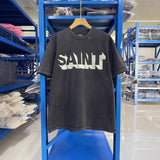saint m t shirts  s.m letter print crew neck pullover short sleeve top - wholesale