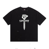 saint m t shirts  s.m vintage washed distressed crew neck pullover short sleeve top - wholesale