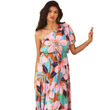 Women's dress - cross-border european & american fashion - amazon spring/summer one-shoulder resort style floral high-end dress - women's skirt