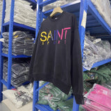 Saint m hoodie - autumn/winter s.m rainbow letter print crewneck pullover sweatshirt - wholesale