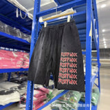 Saint m t pants - spring/autumn s.m letter print design washed distressed athletic shorts