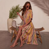 Women's dress - european & american style loose robe, beach cover-up, seaside vacation sun protection maxi dress, bikini cover-up robe dress for women