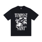 saint m t shirts  s.m character & letter graphic crew neck short sleeve tee