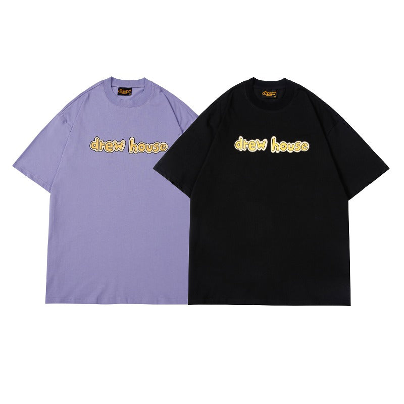 Drew house t-shirt - spring/summer collection - d@ew creative letter print crew neck pullover short sleeve - wholesale