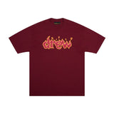 Drew house t-shirt - spring/summer collection - d@ew flame letter print crew neck pullover casual short sleeve