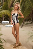 Women Latex Bodysuits Bat Striped Fetish Strapless Bandeau