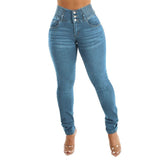 Women's high-waisted stretch denim pants - summer collection: tummy control, slimming, and leg-lengthening pencil pants for curvy women