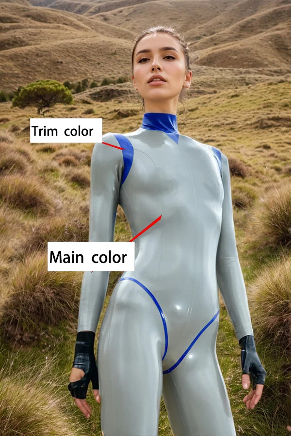 Women Latex Catsuits Brazen Ice Metallic Silver