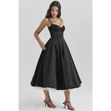 Women's summer dress: european and american high-end princess gown, french style mesh a-line double layer spaghetti strap dress