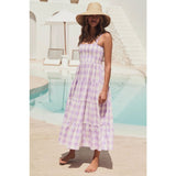 Women's dress - cross-border spring/summer european & american style - elegant sexy spaghetti strap backless striped dress - french skirt